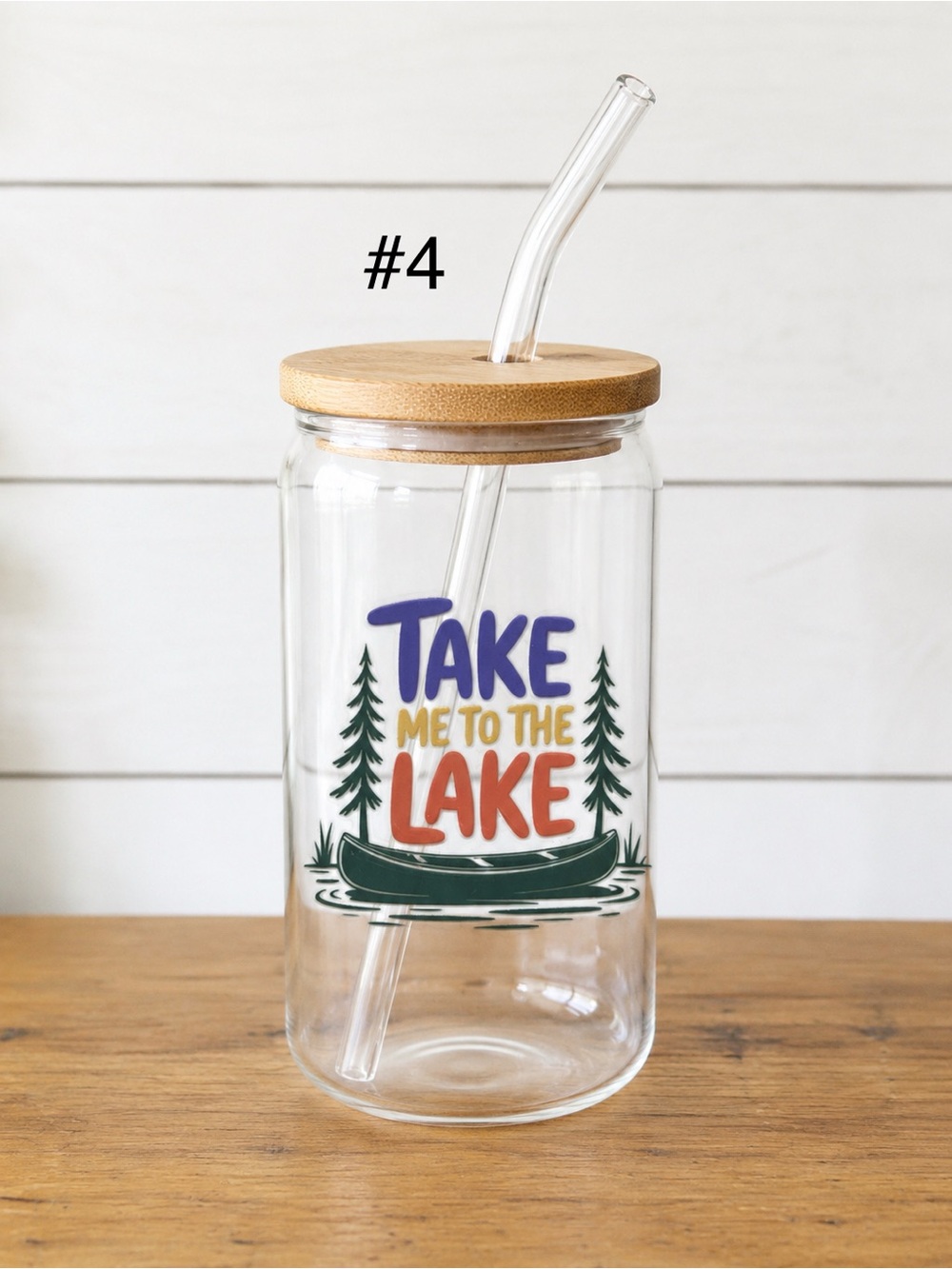 *Buy now lake life/boaters 16 ounce glass tumbler with bamboo lid and straw - Picture 4 of 13